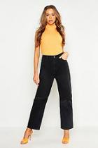 Boohoo High Rise Distressed Loose Straight Leg Jean