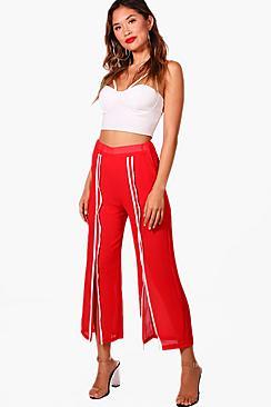 Boohoo Karly Front Split Striped Trousers
