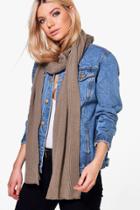 Boohoo Esme Supersoft Extra Long Knit Scarf Khaki