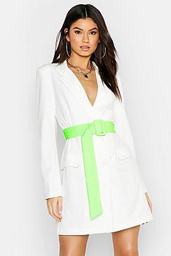 Boohoo Double Breasted Contrast Belt Blazer Dress