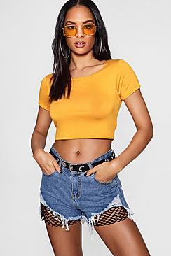 Boohoo Hannah Basic Soop Neck Cap Sleeve T-shirt