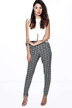 Boohoo Marnie Monochrome Geo Skinny Trousers