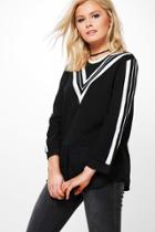 Boohoo Naomi Sports Detail Sweat Top Black