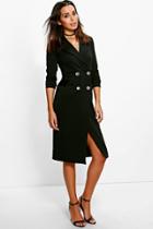 Boohoo Harriet Double Breasted Blazer Dress Black