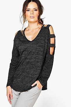 Boohoo Sophie Premium Supersoft Cut Out Sleeve Top