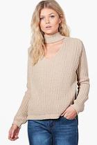 Boohoo Petite Lou Choker Strap V Neck Jumper