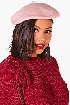 Boohoo Lucy Pale Pink Felt Beret