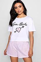 Boohoo Saskia Team Bride Stripe Short Set