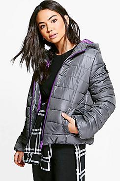 Boohoo Isabella Quilted Jacket With Contrast Zipper