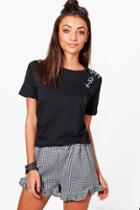 Boohoo Tall Leah Embellished T-shirt Black