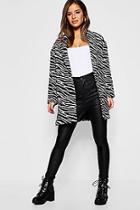 Boohoo Petite Zebra Oversized Wool Look Coat