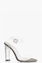 Boohoo Rebecca Clear Cylinder Two Part Heels Khaki