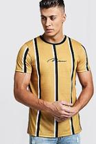 Boohoo Mustard Stripe Man Signature T-shirt