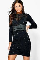 Boohoo Boutique Bria Studded Ribbed Bodycon Dress