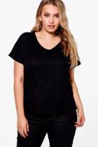 Boohoo Plus Judy Basic Rib Tee Black