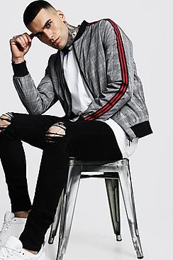 Boohoo Check Bomber With Taping