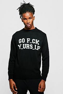 Boohoo Gfy Slogan Knitted Jumper
