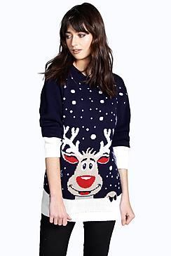 Boohoo Reiny Reindeer Christmas Jumper