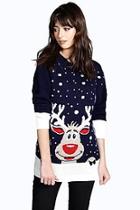 Boohoo Reiny Reindeer Christmas Jumper