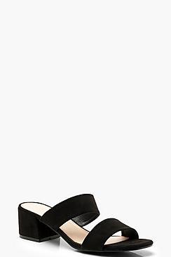 Boohoo Square Toe Double Strap Mules