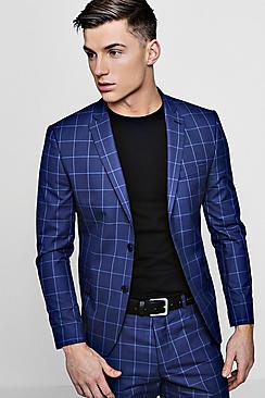 Boohoo Skinny Fit Windowpane Check Blazer
