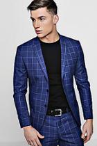 Boohoo Skinny Fit Windowpane Check Blazer