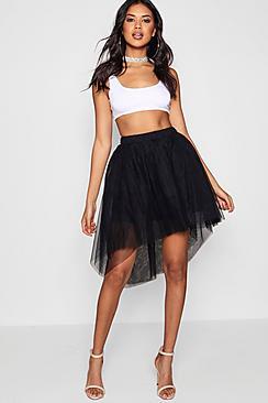 Boohoo Boutique Tulle Dip Hem Skater Skirt