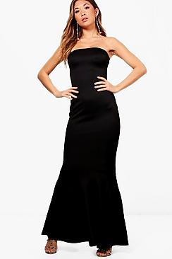 Boohoo Bandeau Peplum Hem Maxi Dress