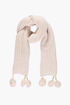 Boohoo Rose Double Faux Fur Pom Rib Knit Scarf Cream