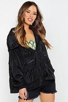 Boohoo Petite Hooded O Ring Zip Short Festival Mac