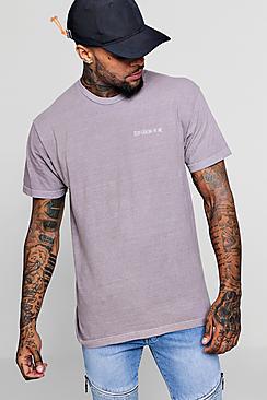 Boohoo Washed Embroidered Stop Looking Oversized T-shirt