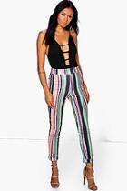 Boohoo Neala Striped Crepe Skinny Trousers