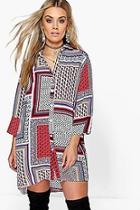 Boohoo Plus Peggy Paisley Print Shirt Dress