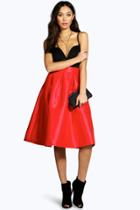 Boohoo Bahia Pleated Full Midi Skirt Red
