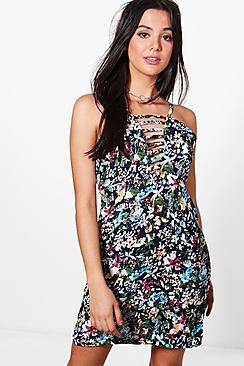 Boohoo Julia Floral Strappy Swing Dress