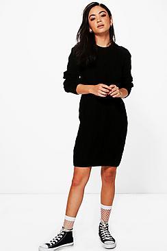 Boohoo Maddison Cable Knit Jumper Dress