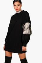 Boohoo Kelly Faux Fur Sleeve Detail Sweat Dress