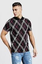 Boohoo Man Jacquard Diamond Check Polo