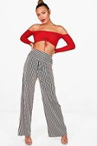 Boohoo Mia High Waist Contrast Stripe Wide Leg Trouser