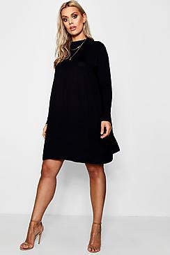 Boohoo Plus Jess High Neck Sleeve Smock Dress