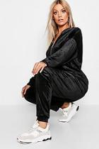 Boohoo Plus Velvet Zip Hoody Trouser Set