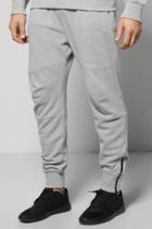 Boohoo Skinny Fit Waffle Joggers With Zip Cuff Grey