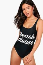 Boohoo Florida Beach Please Scoop Slogan Swimsuit