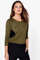 Boohoo Rebecca Mesh Knit Jumper Khaki