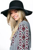 Boohoo Ella Wool Floppy Hat With Tassel Trim Black