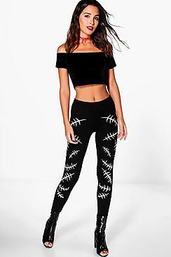 Boohoo Halloween Zariah Stitches Print Leggings