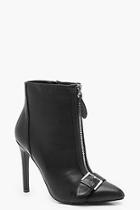 Boohoo Pointed Toe Buckle Stiletto Shoe Boots