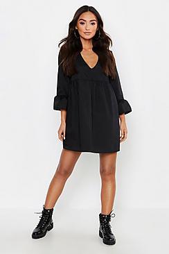 Boohoo Petite V Neck Smock Dress