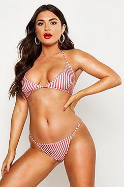 Boohoo Stripe Triangle Bikini