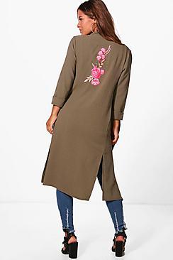 Boohoo Petite Holly Embroidered Duster